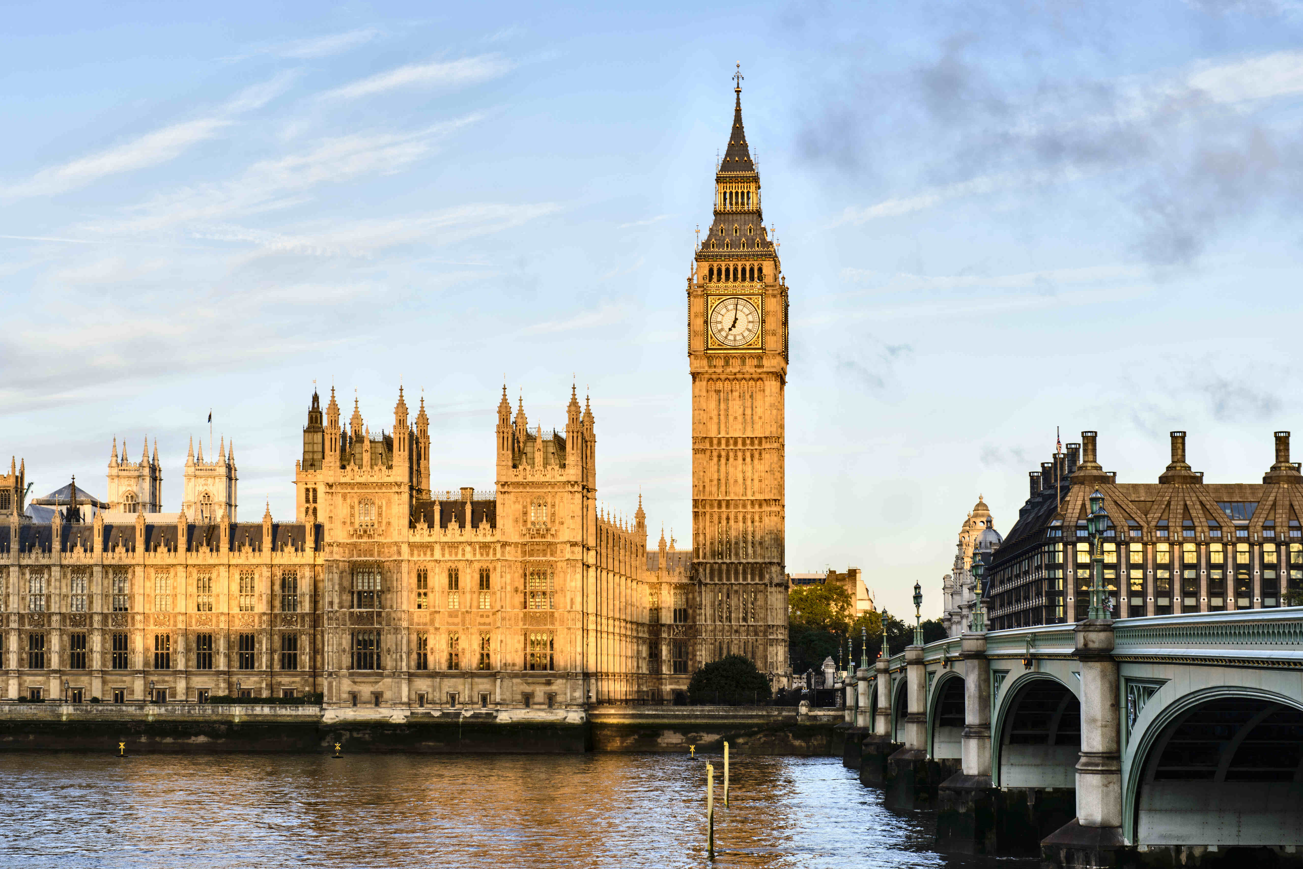 Sunrise shining on Big Ben, London, United Kingdom