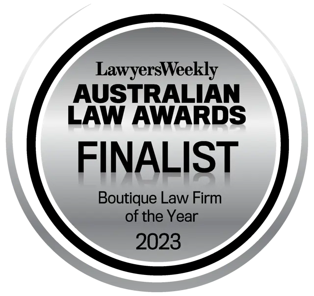 Lawyers Weekly Australian Law Awards 2023 finalist badge - Boutique Law Firm of the Year