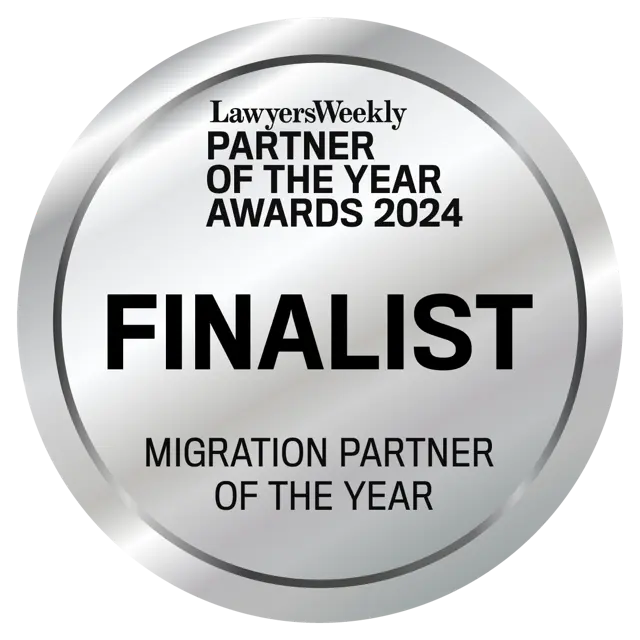 Lawyers Weekly Partner of the Year Awards 2024 finalist badge - Migration Partner of the Year